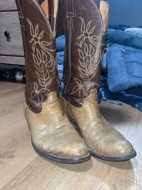 Men’s Justin Boots Two-Tone Brown and Tan Western Cowboy Boots